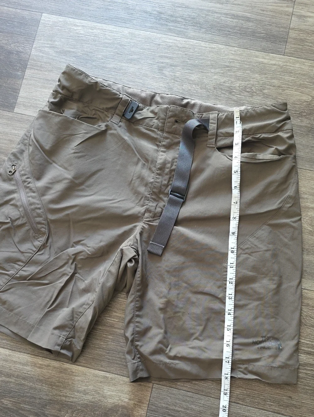 The North Face Men's Taupe Hybrid Hiking Shorts with Integrated Belt
